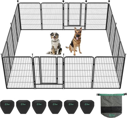 FXW Instant Unleashed Dog Playpen, Portable Pet Fence for Outdoor, RV Trips, and Camping, 40 inch, 16 Panels for Medium and Large Dogs with RV Protector Ball (Pack of 6)│Patented