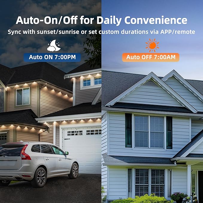 200FT Permanent Outdoor Lights, RGB LED Eaves Lights with App/Remote Control,Waterproof Smart String Lights for Christmas and All Holiday Decor,Daily and Party Lighting,House Roof and Garden Lighting