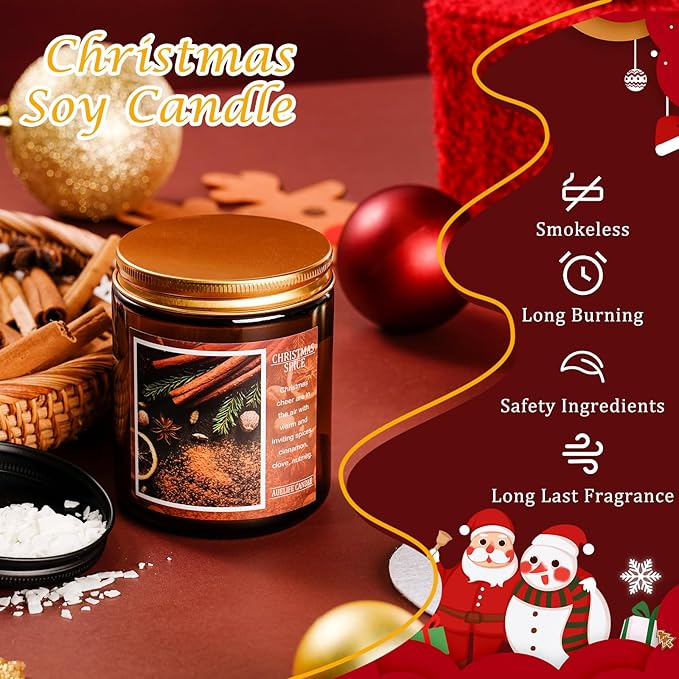 Christmas Candles | Christmas Garland Scented Candle, Holiday Soy Wax Candles for Home Scented, Aromatherapy Gifts for Women and Men, Cozy Winter Candle for Home Decor, 7 oz