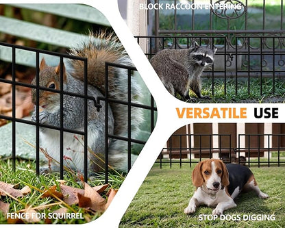 KYATE 32 Panels Animal Barrier Fence No Dig, 45.33ft(L) X 13in(H) Rabbit Fences Ground Defense Border Small Metal Fencing, Dog Under Barriers Blocker for Garden, Flower Bed, Patio