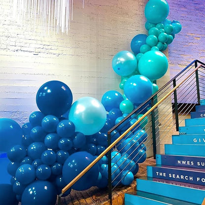 PartyWoo Dusty Blue Balloons 50 pcs 12 Inch Matte Dark Boho Blue Balloons for Graduation Baby Shower Gender Reveal Under the Sea New Born Birthday Party Decorations Blue-F58
