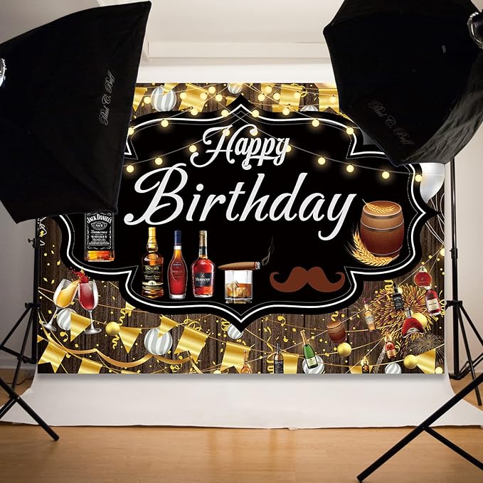Whiskey Backdrop, 7x5FT Whiskey Background Banner for Men's Party Decorations