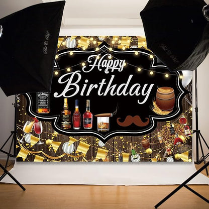 Whiskey Backdrop, 7x5FT Whiskey Background Banner for Men's Party Decorations