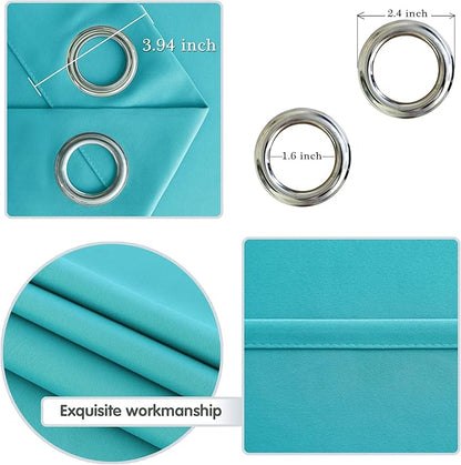 DWCN Turquoise Curtains for Bedroom, Blackout Curtains for Living Room, Thermal Room Darkening Darpes - W38 x L54 Inch Length, Set of 2