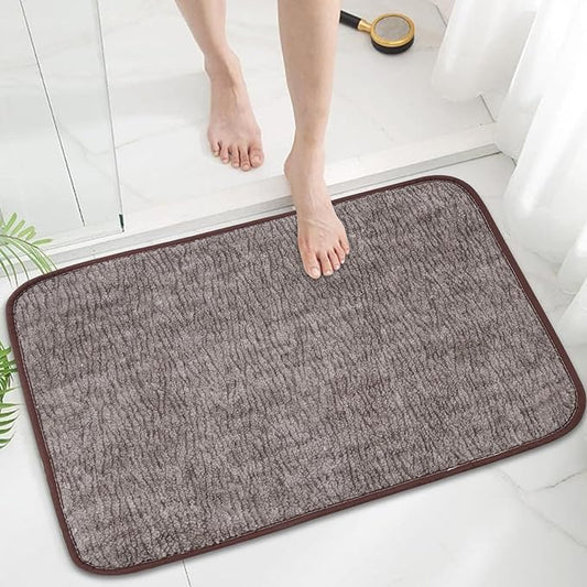 Bath Mats 30x20 Non-Slip Absorbent Bathroom Rug, Quick Dry Machine Washable Shower Tub Mat with Rubber Backing, Soft Floor Carpet for Bathroom Decor Bark Brown