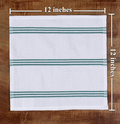 Sticky Toffee Cotton Dishcloths Set of 8 – Blue and White Dish Towels 12x12 in, Reusable and Absorbent Tea Towels for Cleaning or Drying, Oeko-Tex Cotton