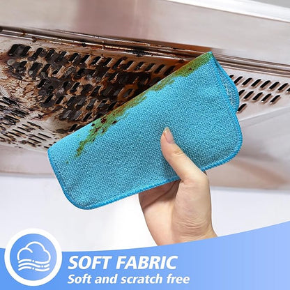 KinHwa Kitchen Washcloths for Dishes Absorbent Microfiber Dish Cloths Quick Dry Dish Rags with Poly Scour Scrub Side Ideal for Kitchen Cleaning (Mixing Colors #2, 7inchx7inch 9 Pack)