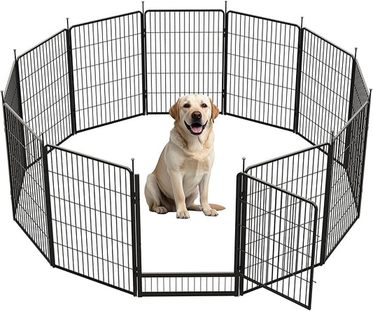 SunsGrove Dog Playpen Outdoor, Heavy Duty 40 Inch 12 Panels Dog Playpen for Medium and Large Dogs, Free and Safe Play Dog Fence Indoor, Black