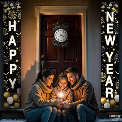 KatchOn, XtraLarge Happy New Year Banner - 72x12 Inch | Porch Banner for New Years Eve Party Supplies 2026, Nye Decorations 2026 | Happy New Years Decorations 2026 | Nye Decor 2026