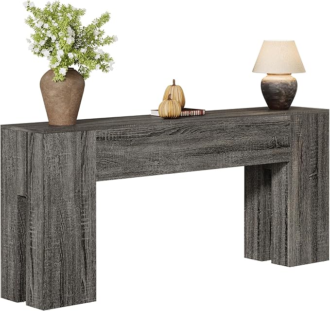 Tribesigns 71-Inch Long Console Table for Entryway, Farmhouse Sofa Console Behind Couch, Entry Table for Hallway, Foyer, Living Room, Gray