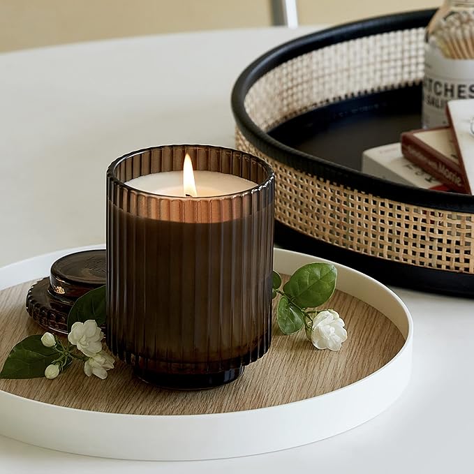 LA JOLIE MUSE Woody Jasmine Candles for Home Scented - Luxury Jar Candles with Aesthetic Glass, Candles Gifts for Women, 80 Hours Long Burning, 12.3oz