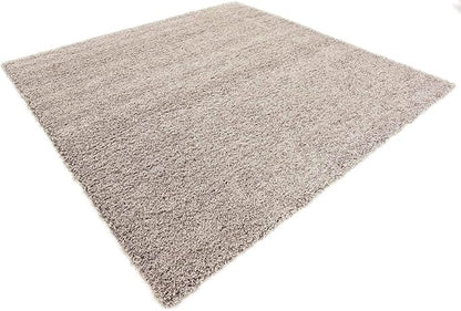 Unique Loom Solid Shag Collection Area Rug (8' Square, Cloud Gray)