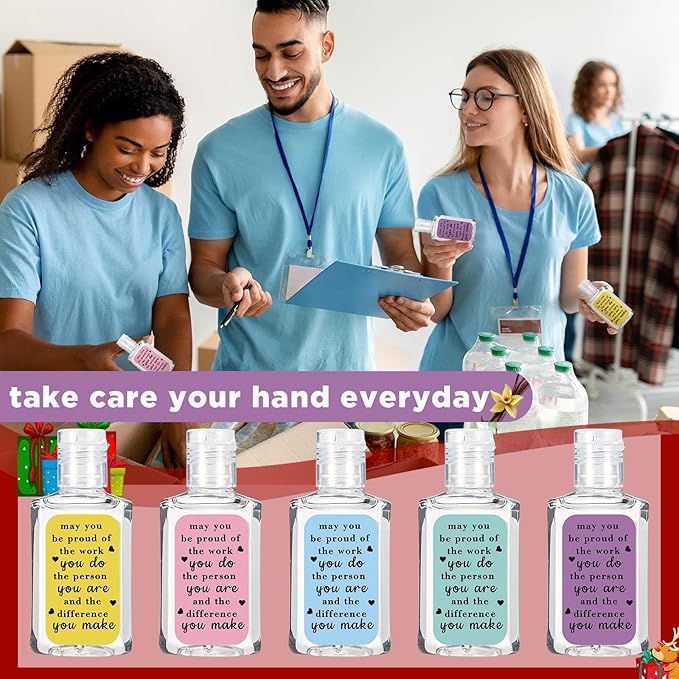 10 Pcs Thank You Gifts for Coworker Mini Hand Sanitize Gel Bulk Scent Hand Sanitizer Travel Size Inspirational Appreciation Gifts for Christmas Party Supplies Friends Teacher Employee