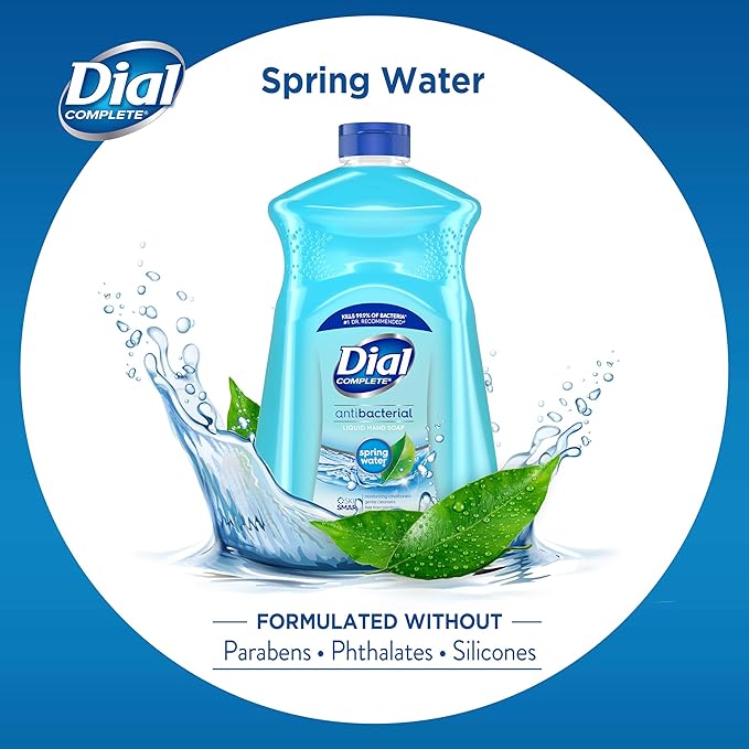 Dial Complete Antibacterial Liquid Hand Soap Refill, Spring Water, 52 fl oz (3 count) (Pack of 2)