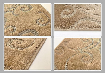 Custom Size Hallway Carpet Runner Rug, Slip Resistant, 31 Inch Wide X Your Choice of Length, Scroll Brownish Beige, 31 Inch X 30 feet