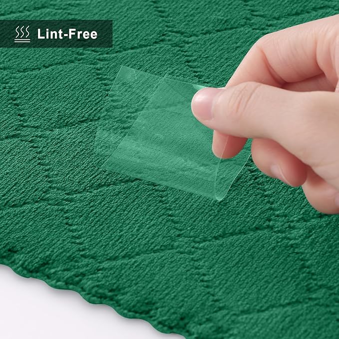 Homaxy 24 Pack Dish Towels for Kitchen (10 x 20 Inches, Dark Green), Super Soft and Absorbent Coral Velvet Dish Cloths for Washing Dishes, Nonstick Oil Fast Drying Microfiber Cleaning Cloth