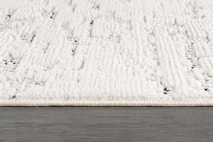Beverly Rug Micro Loop Area Rug White/Gray 6x9 Abstract Modern Luxury Brushstroke Durable Soft Indoor Rugs for Living Dining Room Office Stain Resistant Non Shedding Casual Indoor Carpet 6 x 9