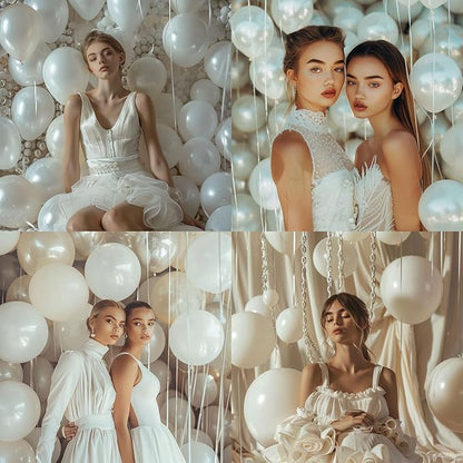 White Balloons, 12 Inch 30 Pcs White Balloon Matte White Latex Balloons for Arch White Party Helium Balloons for Birthday Wedding Baby Shower Graduation Anniversary Party Decorations, BLSR010