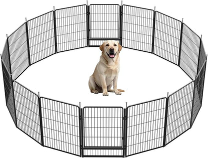 SunsGrove Dog Playpen Outdoor, Heavy Duty 40 Inch 16 Panels Dog Playpen for Medium and Large Dogs, Free and Safe Play Dog Fence Indoor, Black
