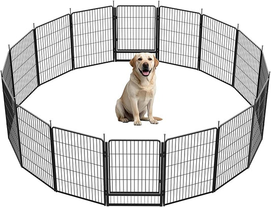 SunsGrove Dog Playpen Outdoor, Heavy Duty 40 Inch 16 Panels Dog Playpen for Medium and Large Dogs, Free and Safe Play Dog Fence Indoor, Black