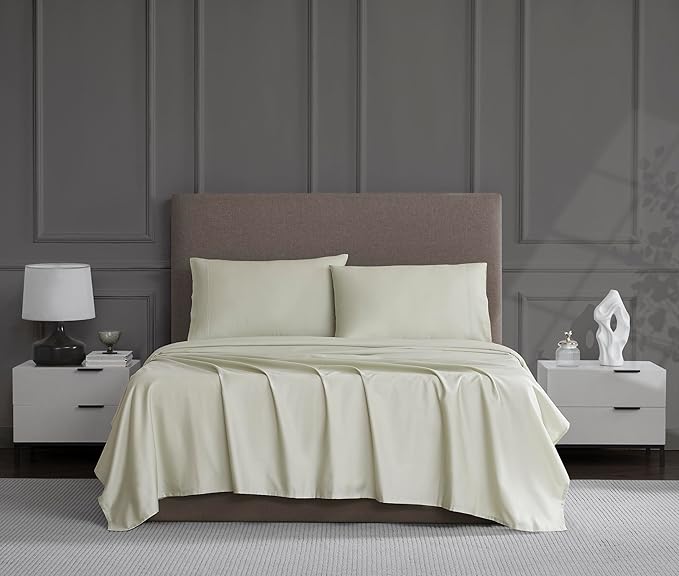 Linen Closet Luxury Cotton 1200 Thread Count Hotel Luxury 4-Piece Sheet Set, King, Light Green