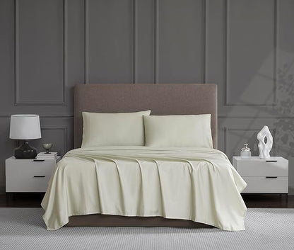 Linen Closet Luxury Cotton 1200 Thread Count Hotel Luxury 4-Piece Sheet Set, King, Light Green