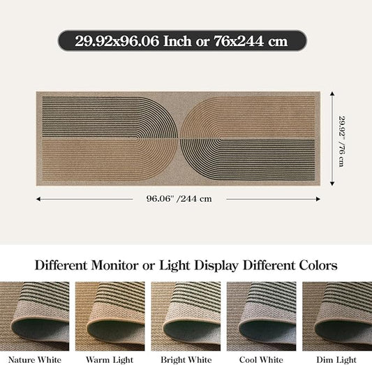 Lahome Modern Rainbow Easy Jute Rug, 2x8 Hallway Runner Washable Rugs for Entryway Farmhouse Kitchen Rug, Non Slip Indoor Outdoor Carpet Contemporary Throw Door Mat for Bedroom Porch