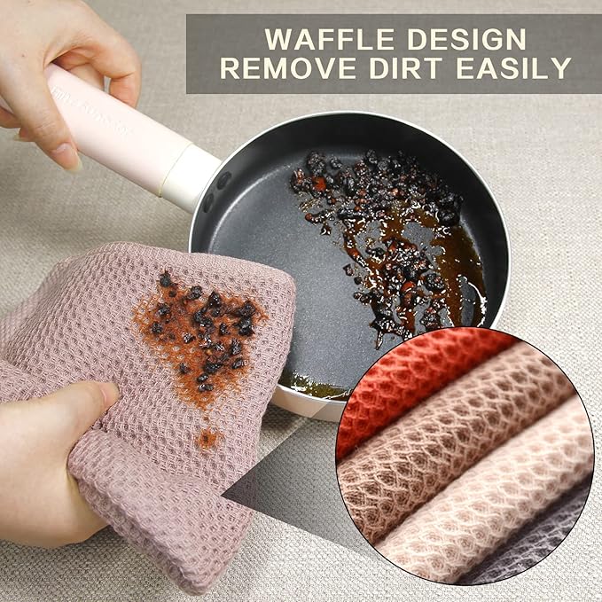 BALCONY & FALCON Waffle Weave Dish Towel Kitchen Towel Hand Dish Rags Great for Household Cooking Cleaning Kerchief,13x28inches,Set of 4 Mix Color