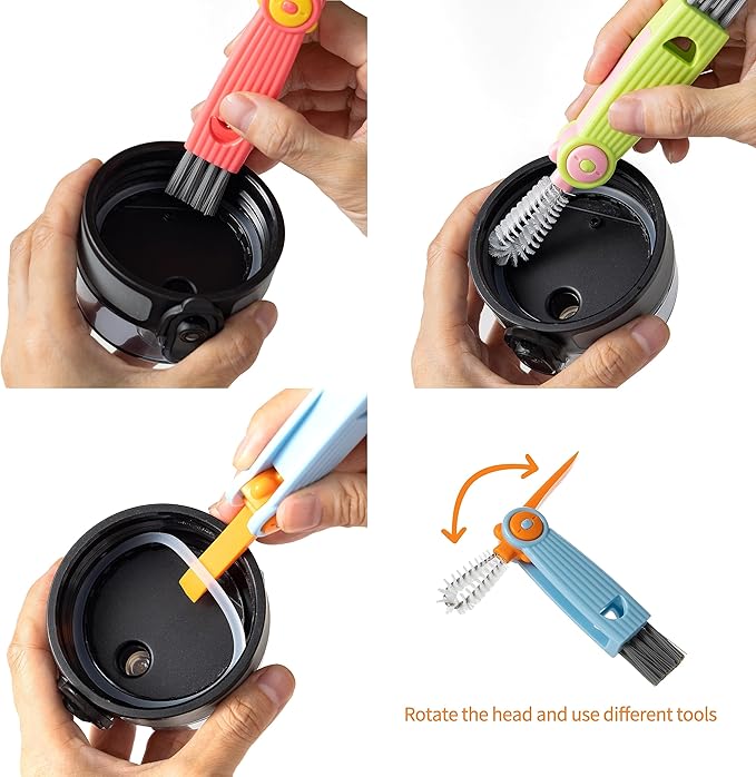 3 in 1 Cup Lid Gap Cleaning Brush Set, Multifunctional Water Baby Bottle Cleaning Tools, Home Kitchen Crevice Cleaning Tools, 3Pcs