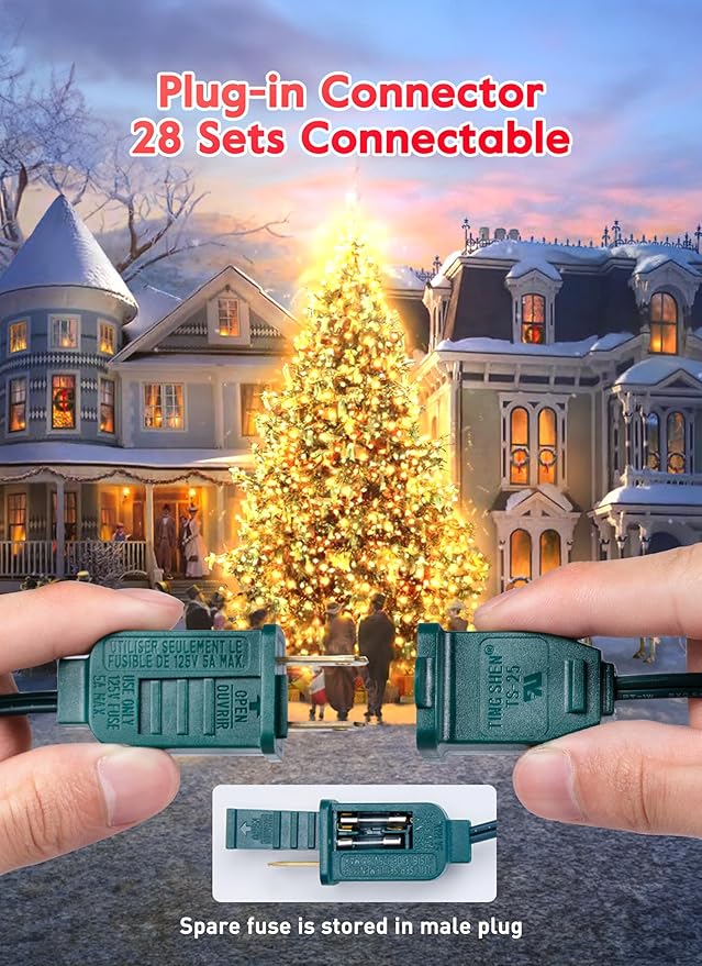 Vintage C9 LED Christmas Lights Outdoor, 25 Feet C9 String Lights with 25 Shatterproof Matte Bulbs, Connectable Waterproof Lights for Holiday Party Roofline Backyard Garden Patio, Warm White