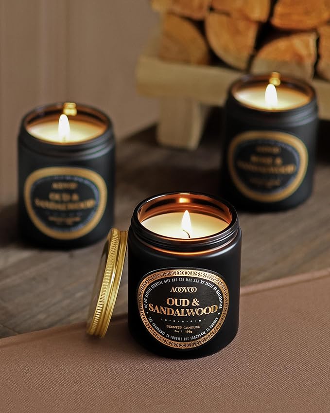 AOOVOO Scented Candles Gift Set - 6 Pack Men Candles for Home Scented, 42 oz Soy Candle for Men, 300 Hour Long Lasting Candle Set for Birthday, Father's Day, Valentine, Christmas, Anniversary