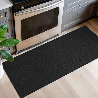 EARTHALL Woven Runner Rug 2x5 Ft Washable Runners for Hallways Cotton Non Slip Rubber Backed Kitchen Runner Braided Indoor Floor Carpet for Entryway, Hallway, Kitchen, Bedroom, Black/Grey