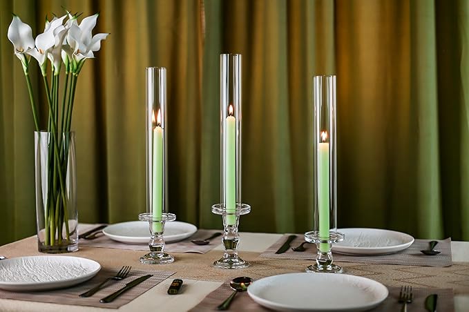 CYS EXCEL D-2" H-13.75" Glass Open Ended Hurricane Candleholder Bottomless Cylinder Sleeve Clear Chimney Shade Tube Cover, 1 Piece
