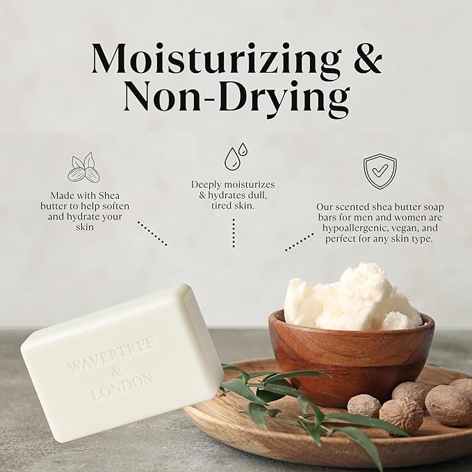 Wavertree & London Born To Drive Scented Natural Soap Bar, 7oz Moisturizing French Triple Milled Soap Bar for Women & Men Enriched with Organic Shea Butter, Pure Bath & Body Soap (1 Bar)