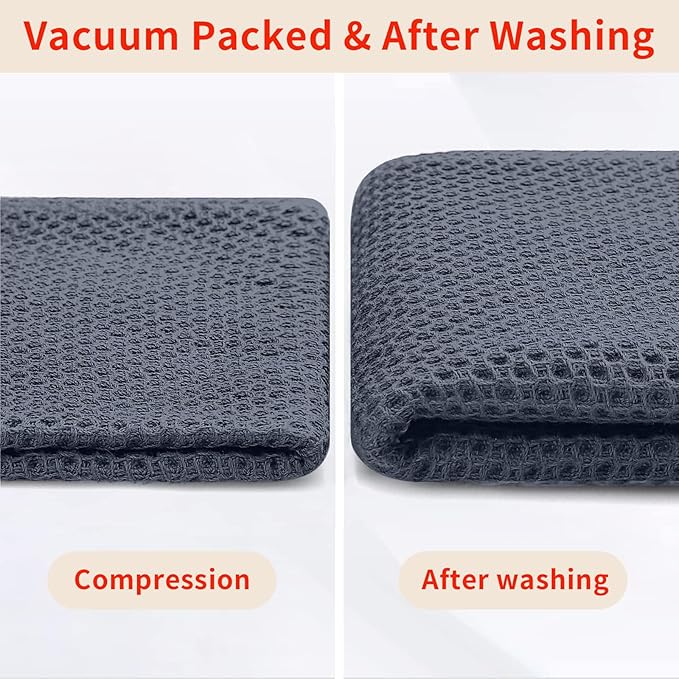 Homaxy 100% Cotton Kitchen Towels and Dishcloths Set, 12 x 12 Inches and 13 x 28 Inches, Set of 10 Bulk Kitchen Towels Set, Ultra Soft Absorbent Dish Cloths for Washing Dishes, Dark Grey