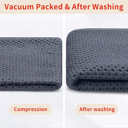 Homaxy 100% Cotton Kitchen Towels and Dishcloths Set, 12 x 12 Inches and 13 x 28 Inches, Set of 10 Bulk Kitchen Towels Set, Ultra Soft Absorbent Dish Cloths for Washing Dishes, Dark Grey
