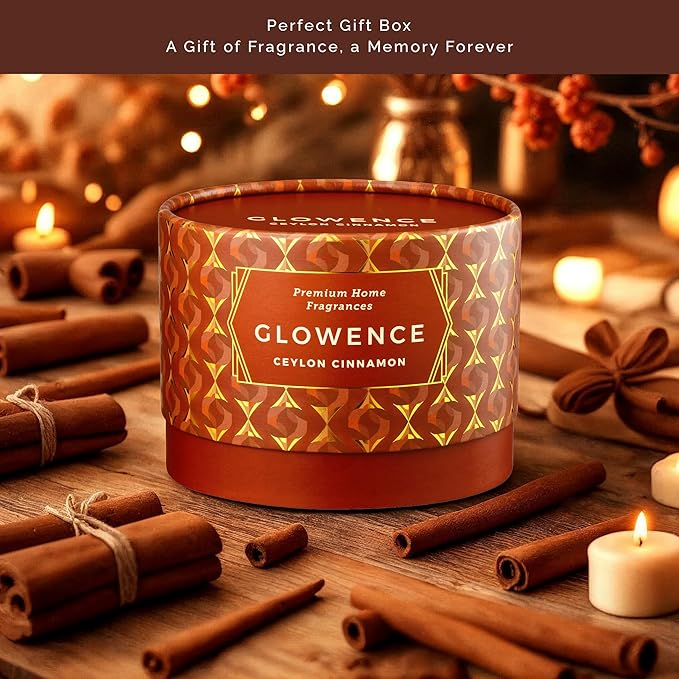 Cinnamon Scented Candle - 100% Natural Soy Wax - Large 3 Wick Jar Candle - Up to 40 Hours Burning Time - Aromatherapy Candles for Home - Housewarming Gift for Men and Women