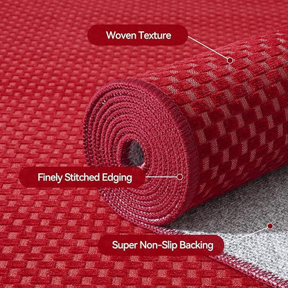 YDKGL 3x5 ft Area Rug Entryway Runner Rug Non Slip Washable, Boho Woven Kitchen Runner Rugs Door Mat Entry Rugs Carpet for Indoor Foyer Backdoor Hallway Floor Bedroom Living Room, Red
