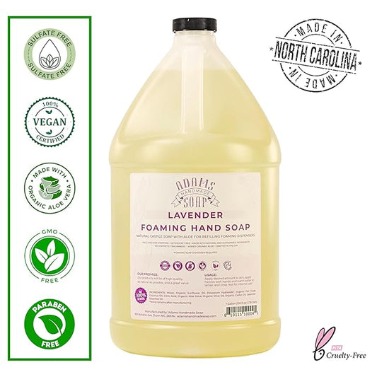 Adams Handmade Soap Liquid Foaming Soap 1 Gal - Lavender (Pack of 4)