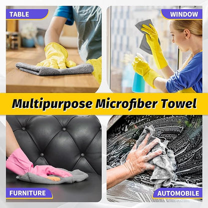 HOMERHYME Microfiber Cleaning Cloth,150 Pack Grey Cleaning Rags, Bulk All-Purpose Lint-Free Shop Towels Wipes, Commercial Micro Fiber Cleaning Towels Washcloth for Car Garage Housekeeping 11.5"*11.5"