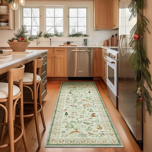Machine Washable Kitchen Runner Rugs: 2'6"x8' Hallway Runner Non Slip Low Pile Stain Resistant Soft Carpet Runner Rugs for Bedroom Hallway Indoor Entryway Kitchen Laundry Room Beside Farmhouse