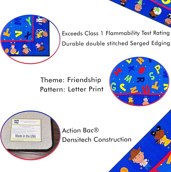 Friends Together Friendship Classroom Rug, 7'6" x 12' Rectangle, Educational Classroom Rug, Kids Learning Play Mat | Area Rug for Bedroom or Playroom