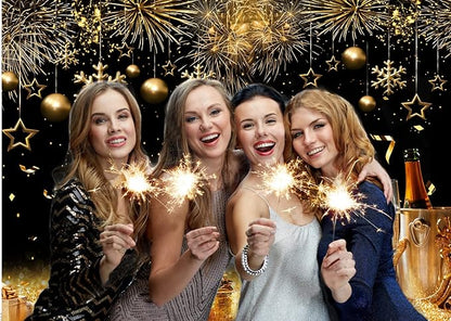 CHAIYA 8X6ft 2026 Happy New Year Party Backdrop Fabric Sign Poster Banner with Pattern Firework for New Year Party Decoration Photo Props Background Supplies