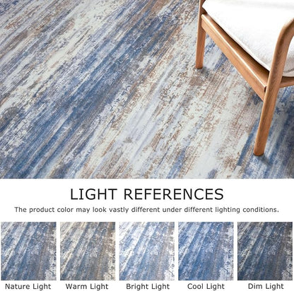 KOZYFLY Modern Abstract 3x5 Area Rug Washable Bedroom Rug Blue Rust, Throw Entry Mat Non-Slip Stain Resistant Carpet Dining Room Rug with Soft Low Pile for Living Room Kitchen Bath Office