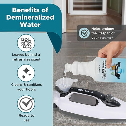 Steam & Go Demineralized Water Cleaning Solution for Floor & Multi-Surface Steam Cleaners - Compatible for All Steam Mops - Clean Ocean Scent, 32 oz