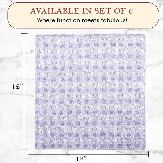 Vintage Vista 100% Cotton Dish Cloths (Pack of 6) - Dish Rags for Washing Dishes - Reusable & Highly Absorbent Kitchen Towels - Kitchen Rags for Christmas - (12" x 12" - Purple Honeycomb)