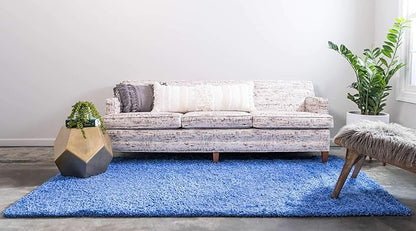 Unique Loom Solid Shag Collection Area Rug (7' 1" x 10' Rectangle, Periwinkle Blue)