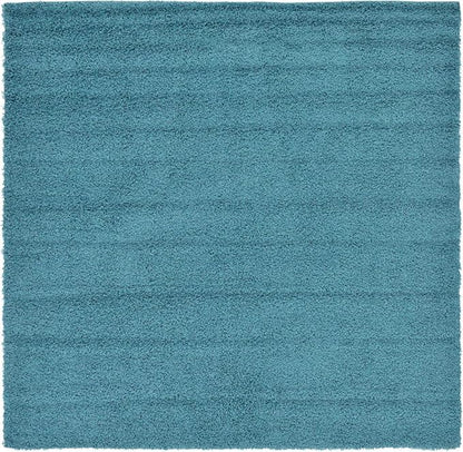 Unique Loom Solid Shag Collection Area Rug (8' Square, Deep Aqua Blue)