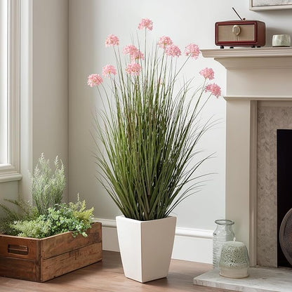 48in Lifelike Artificial Tall Grass Plant with 12 Lifelike Dandelion Flower and Non-Toxic,odorless Fake Tall Frass Plant Fake Plants for Indoor Decoration,Home Decor