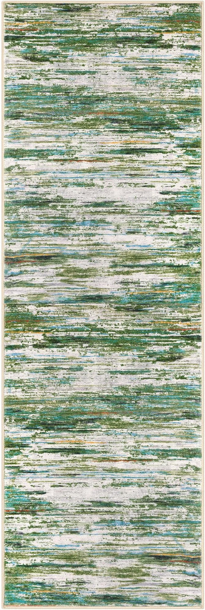2x6 Modern Abstract Runner Rug for Hallway, Green Grey Multi Super Soft Hallway Decor Kitchen Rugs with Non-Slip, Non-Shedding Washable Rug for Entryway Bedroom Laundry Indoor